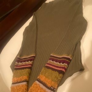 Free People Green Thermal Mock Turtleneck top.